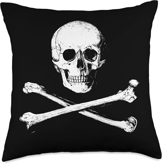 CLASSIC SKULL AND CROSSBONES Throw Pillow