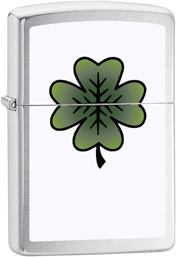 Zippo Lighter: Four Leaf Clover - Brushed Chrome 79113