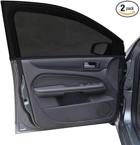 2Pack Front Car Window Screen Mesh Cover up to 40", Sunshade Anti-UV Rays, Privacy Shade Car Camping Net for Ventilation
