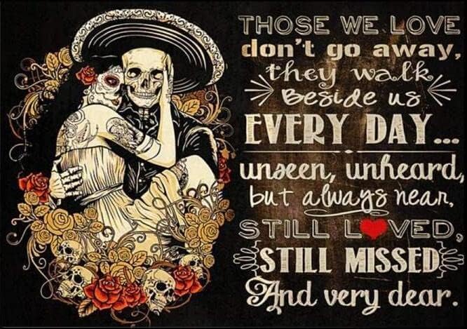 Sugar Skull Couple Those we Love Don‘t go Away Still Love Still Miss and Very Dear Aluminum Signs Funny Tin Sign Metal Art Poster Gift Home Cafe Bar Wall Decor Room Door Accessories 8x12 Inch