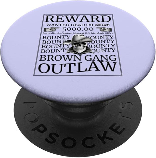 Wanted Poster Western Vintage Cowboy Skull Brown Family Gang PopSockets Standard PopGrip