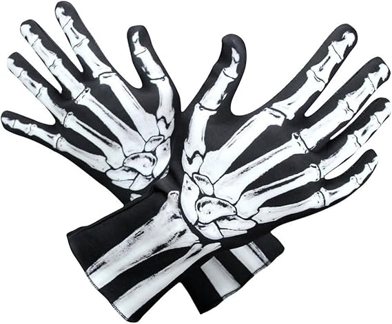 Halloween Skeleton Gloves Full Finger Skeleton Gloves Unisex Halloween Party Cosplay Costume Accessory 11.8 x 4 Inch