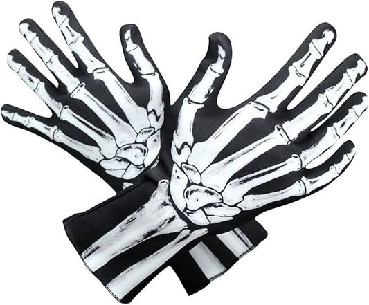 Halloween Skeleton Gloves Full Finger Skeleton Gloves Unisex Halloween Party Cosplay Costume Accessory 11.8 x 4 Inch
