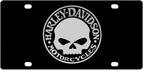 Harley Davidson Acrylic License Plate - Chrome Willie G Skull Emblem