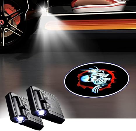 2 PCS Car Door Lights Logo Projector Skull Skeleton Universal Wireless Car Door Led Projector Lights Car Door Welcome Logo Projector Lights for All Cars/Motorcycle Shadow Laser Projector