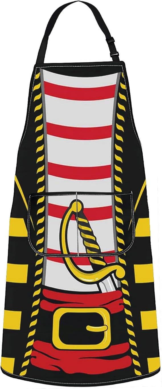 WZMPA Pirate Suit Kitchen Apron Pirate Guys Grilling Gift Pirate Family Cooking BBQ Apron Pirate Chef Gift