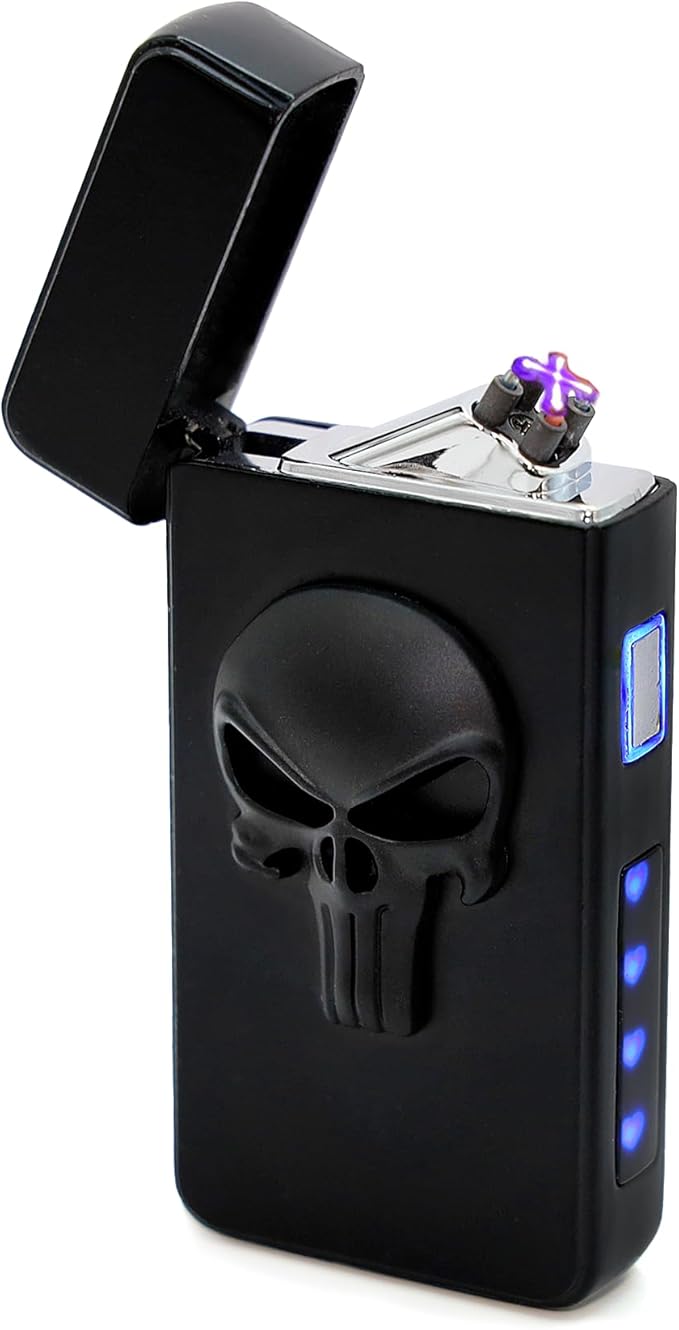 Rolls Electric Lighter - Stocking Stuffers - Gifts for Men - Cool Lighters - Electric Lighters Rechargeable - Mens Gifts - Skull Lighter - Birthday Gifts for Men - (Black Skull)