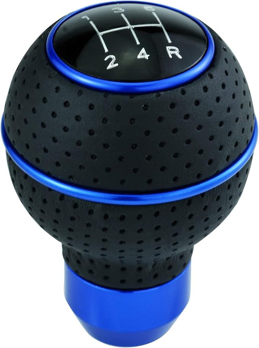5 Speed Shifter Knob Ball Transmission Handle Car PU Leather Gear Stick Knob for Most Manual Automotive Vehicles (Blue)