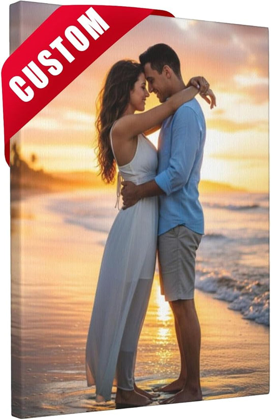 Nxwdwqa Custom Canvas Prints with Your Photos Prints, Personalized Canvas Wall Art, Upload Your Photo to Wall Art, Home Decor Gift for Family, Mom, Dad, Wedding, Pets (One Photo)
