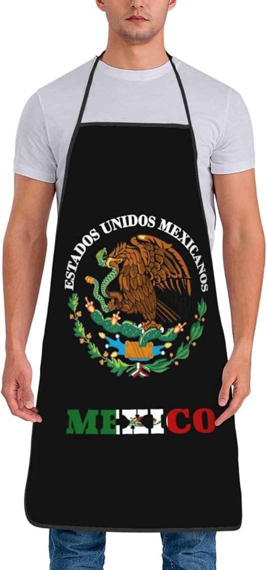 Generic Unisex Mexican National Emblem Apron - Kitchen Apron - Black - Sports - Adults