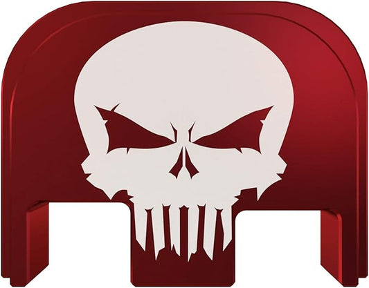Rear Slide Cover Back Plate for Glock Gen 1-5 - Red Rowe Skull - for Glock G17 G19 G21 G22 G23 G24 G26 G27 G29 G30 G31 G32 G33 G34 G35 G36 G37 G38 G39 G40 G41 G45