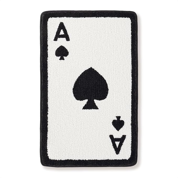 Poker Bathroom Mat Funny, Ace of Spades, Extra Soft and Absorbent Bath Rugs, Machine Wash Dry, Non-Slip Carpet Mat for Tub, Shower, and Bath Room, Spade, 16x24