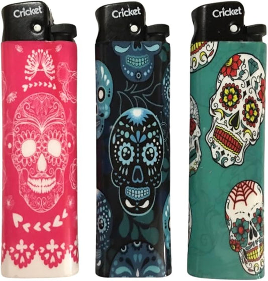 Generic 3 Cricket Skulls Lighters - Made in Holland - Regular Size, Assorted