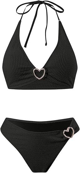 Women's Cute Bikinis Sets Halter Tie Up Bikini Top High Cut Bottom Summer Bathing Suits Swimwear