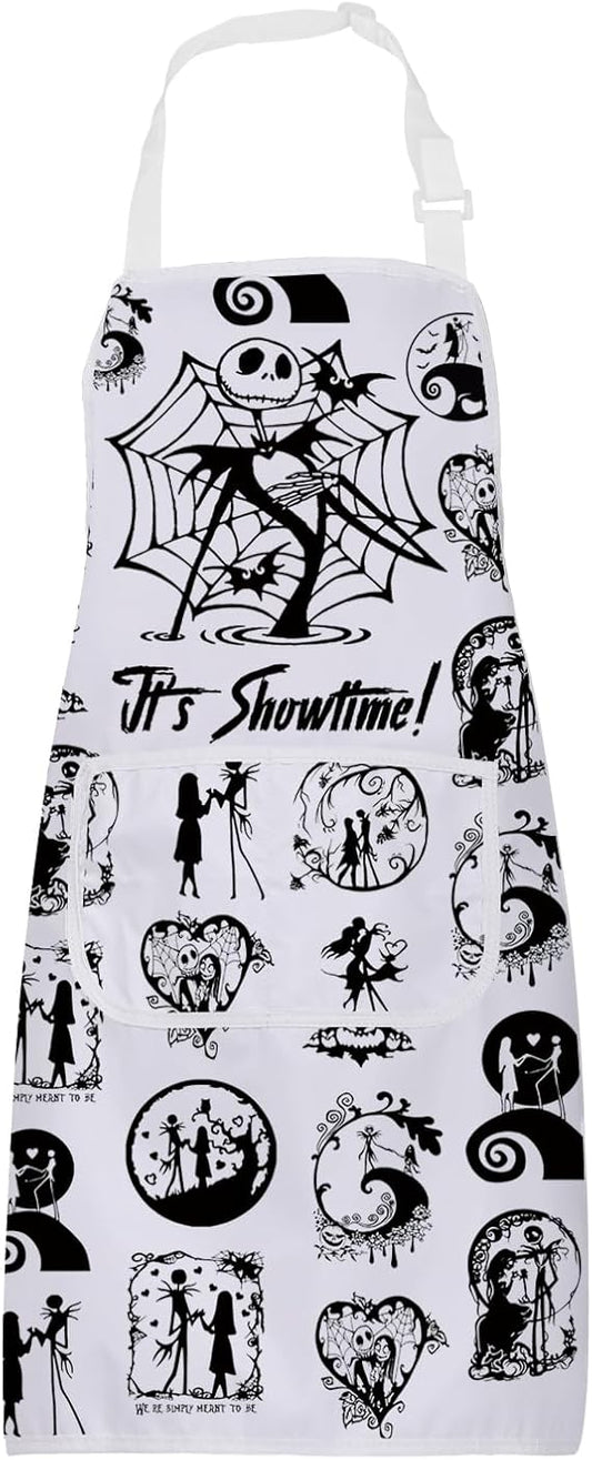 CMNIM Jack Apron with Pockets Horror Movies Inspired Gifts for Sally Fans Kitchen Cooking Apron Halloween Nightmare Apron