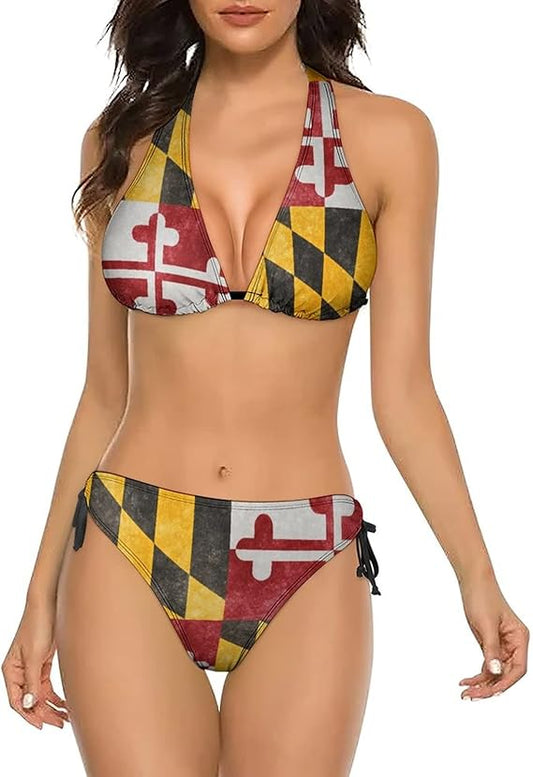 Women Two Piece Swimsuit Sexy Halter Bikini Sets Triangle Swimwear Bathing Suit