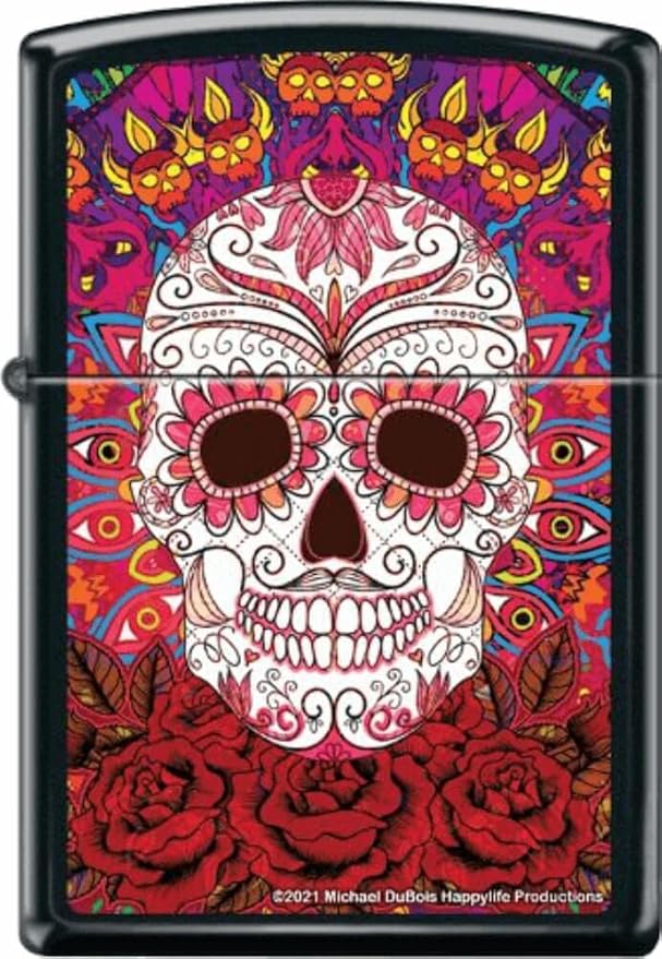 Day of Dead by Mike Dubois - Black Matte Zippo Lighter
