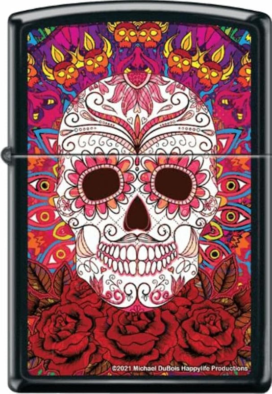 Day of Dead by Mike Dubois - Black Matte Zippo Lighter