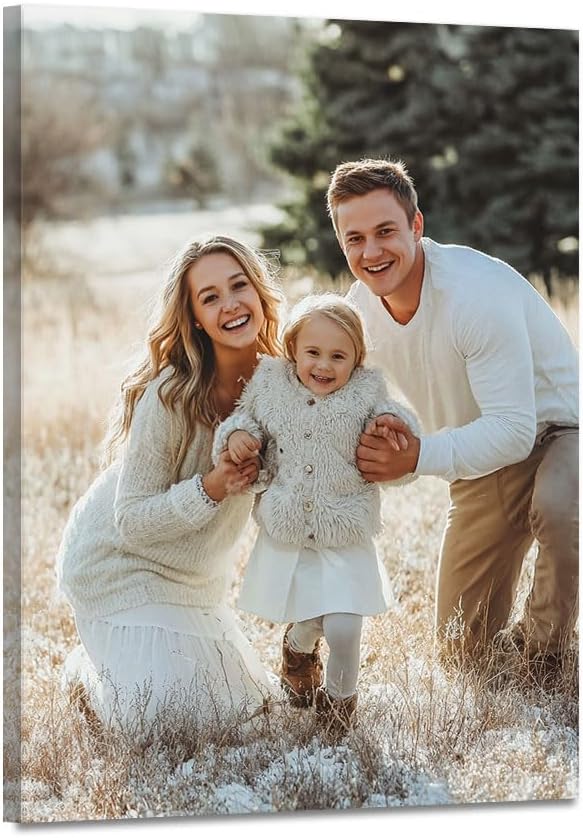 Custom Canvas Prints With Your Photos, Personalized Framed Wall Art, Custom Your Photo on Canvas, Picture Prints, Decor for Wedding, Family, Baby, Pets, Framed Ready to Hang - 8L" x 10W"