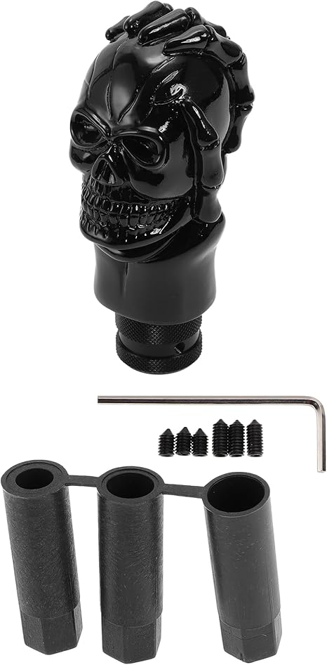 11cm Skull Shift Knob Universal Gear Shifter Knob Resin Stick Shifter Lever Knob for Automatic and Manual Vehicle with 3 Adapter Black 1 Set