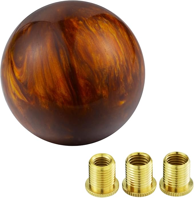 Arenbel Car Gear Shifter Lever Knob Polished Ball Shift Stick Handle Replacement Fit Most Manual Auto Vehicles, Brown