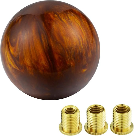 Arenbel Car Gear Shifter Lever Knob Polished Ball Shift Stick Handle Replacement Fit Most Manual Auto Vehicles, Brown