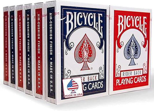 Bicycle Rider Back Standard Index Playing Cards, 12 Pack Bulk Set, Classic Poker Size Decks of Cards for Poker, Blackjack, Rummy, and Family Card Games, Red & Blue Backs