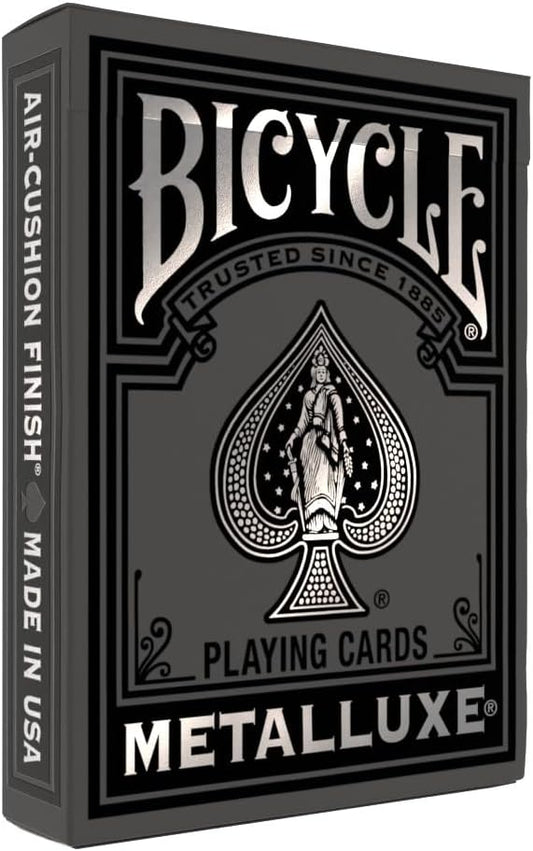 Bicycle Black and Silver Metalluxe Playing Cards – Premium Foil Metalluxe Deck– Classic Poker Size, Collectible Luxury Design, Great for Game Night, Gifting, and Stocking Stuffer