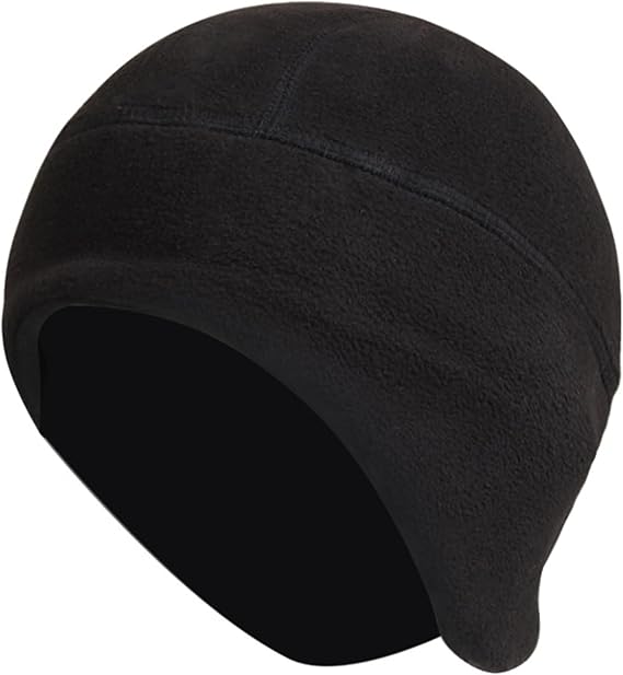 Winter Helmet Skull Cap, Liner Thermal Windproof Running Helmet Hat with Ear Flaps, Thick Warm Skull Cap