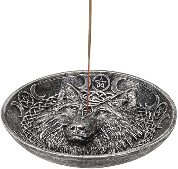 Round Silver Wolf Incense Burner