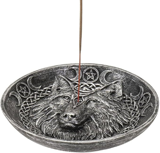 Round Silver Wolf Incense Burner
