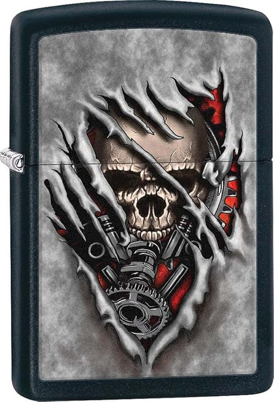 Zippo Lighter: Steampunk Skull - Black Matte 81172