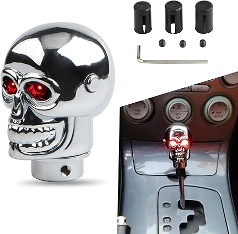 1 PC Car Gear Lever Grip, Manual Shift Handle, Skull Shape Shift Knob, Universal for Most Cars (Red)