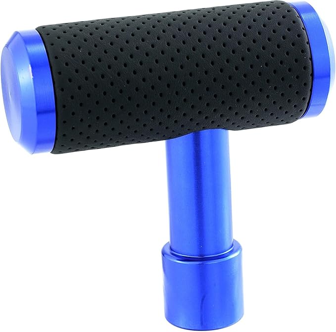Abfer Leather Shift Knob T Handle Gear Stick Lever Shifter Knobs Fit for Most Automatic Manual Vehicles Trucks, Blue