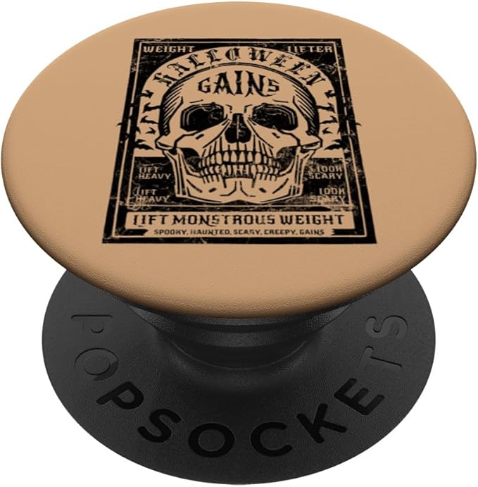 Movie Poster Style Halloween Lover Spooky Skull Gym Design PopSockets Standard PopGrip