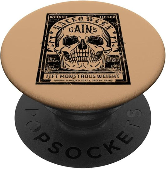 Movie Poster Style Halloween Lover Spooky Skull Gym Design PopSockets Standard PopGrip