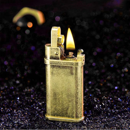 Vintage Trench Lighter Kerosene Copper Lighter, Windproof Brass lighters for Men Dad Husband (Fuel Not Included)