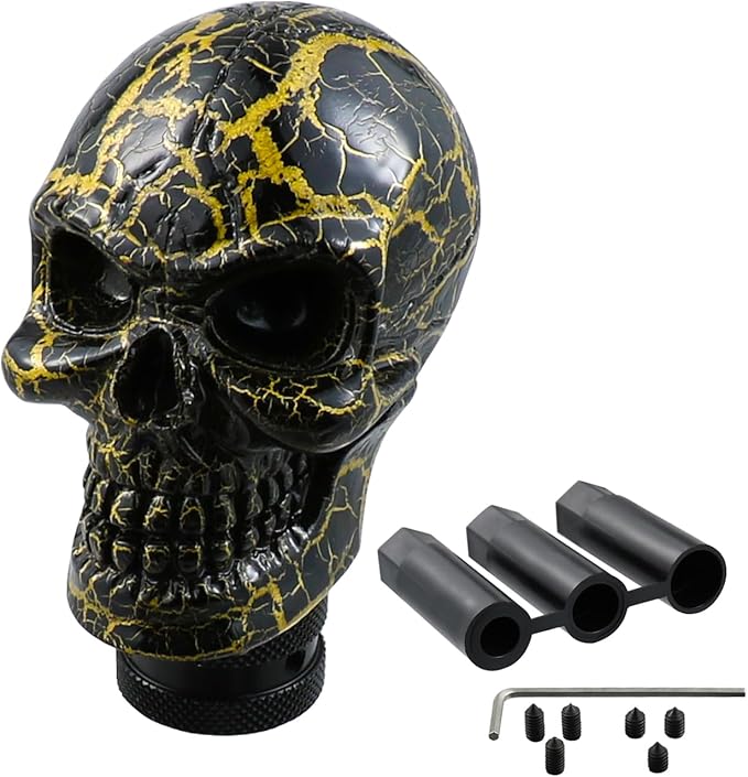 Skull Shifter Knob Gear Shift Stick Handle Transmissions Shifting Lever Fit Most Manual Automatic Car Truck SUV (Black Pattern)