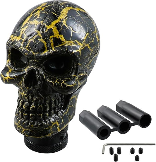 Skull Shifter Knob Gear Shift Stick Handle Transmissions Shifting Lever Fit Most Manual Automatic Car Truck SUV (Black Pattern)