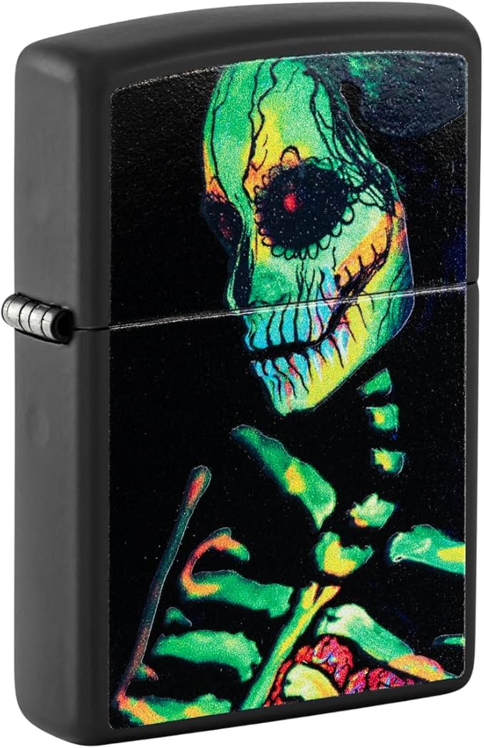 Zippo Glowing Skull Design Black Matte Pocket Lighter