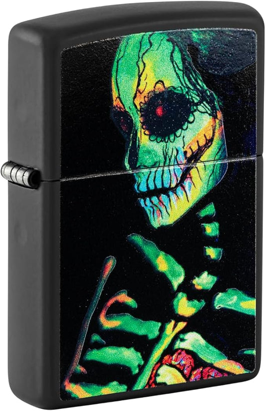 Zippo Glowing Skull Design Black Matte Pocket Lighter