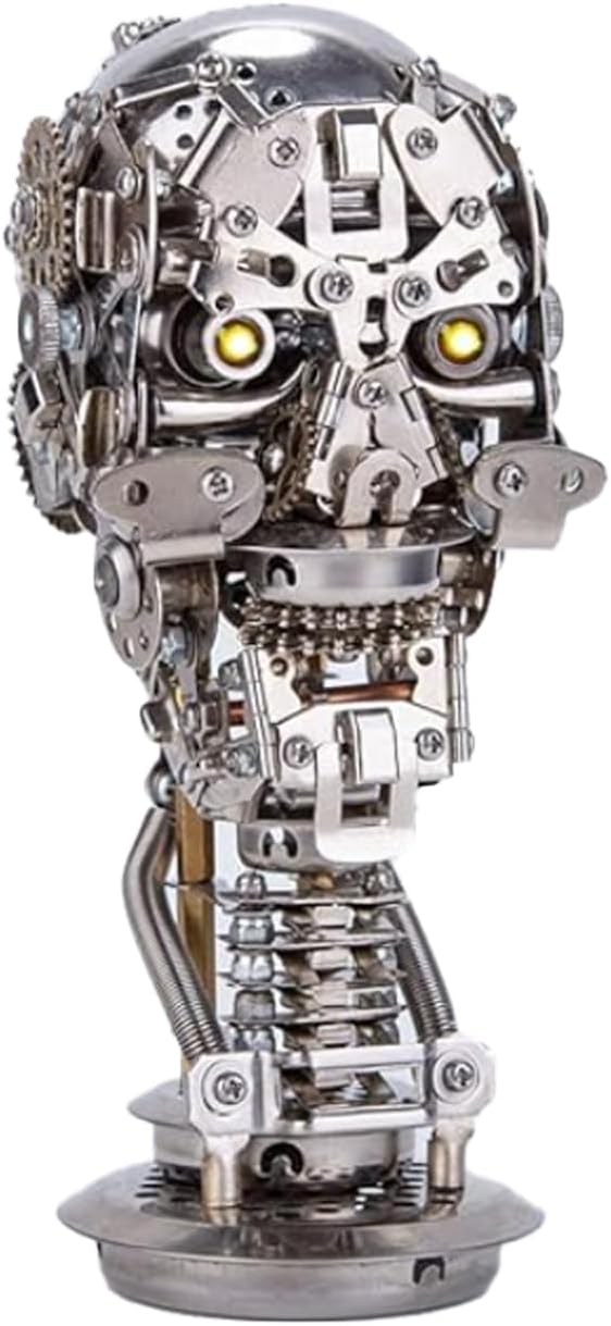 3D Metal Puzzle for Adults - Mechanical Skull Assembly Model kit- Stainless Steel Skull Building Kit with Illuminating Eyes - Perfect Brain Teaser for Adult Puzzle Enthusiasts