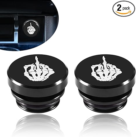 Pack-2 Car Lighter Cover, Dustproof Socket Cover Cap, Universal Plug Replacement, Fits Most Vehicles (Black Middle Finger)