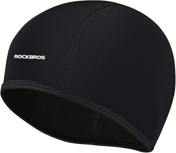 ROCKBROS Skull Cap Men's Winter Cycling Cap Windproof Warm Fleece Thermal Hat Helmet Liner Caps Black for Hiking Skiing Riding