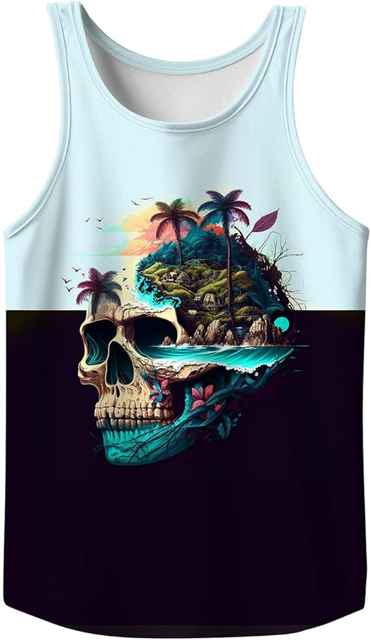 Rave Tank Tops Men Beach Tank Tops Graphic Summer Funny Sleeveless EDM Outfits Patriotic Shirts Up to 3XL