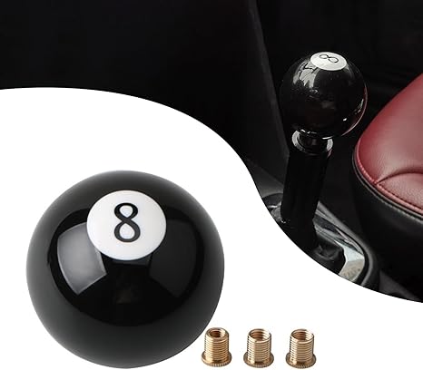 UGSHY 1 PC 8 Ball Car Gear Shift Lever knob with 3 Adapters, 2.16In Acrylic Smooth Manual Vehicle Shifter Accessories, Universal Waterproof Automotive Protector Replacement (Black & White)