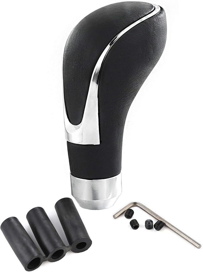 Arenbel Car Leather Gear Stick Shifter Lever Handle Type R Shift Grip Knob Fit Most Manual Auto Transmissions, Black