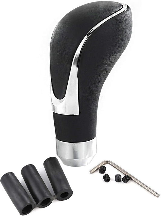 Arenbel Car Leather Gear Stick Shifter Lever Handle Type R Shift Grip Knob Fit Most Manual Auto Transmissions, Black