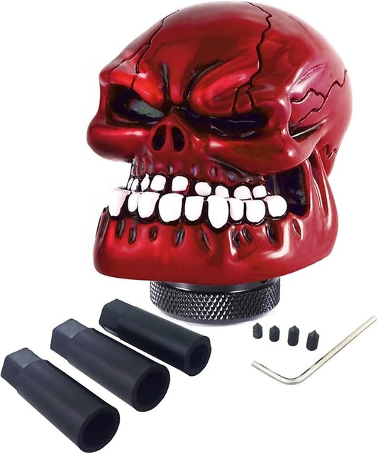 Arenbel Skeleton Shifter Knobs Skull Gear Lever Handle Car Shift Head Fit Most Manual Automatic Transmission, Red