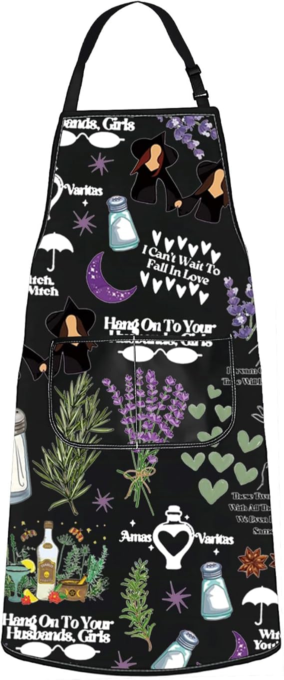 WZMPA Sisters Apothecary Kitchen Apron Magic Witches Gift Salt Rosemary Lavender Love Apron Midnight Margaritas Merch